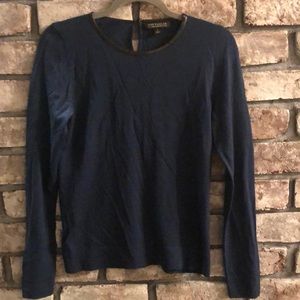 100% merino wool Ann Taylor sweater with faux leather details